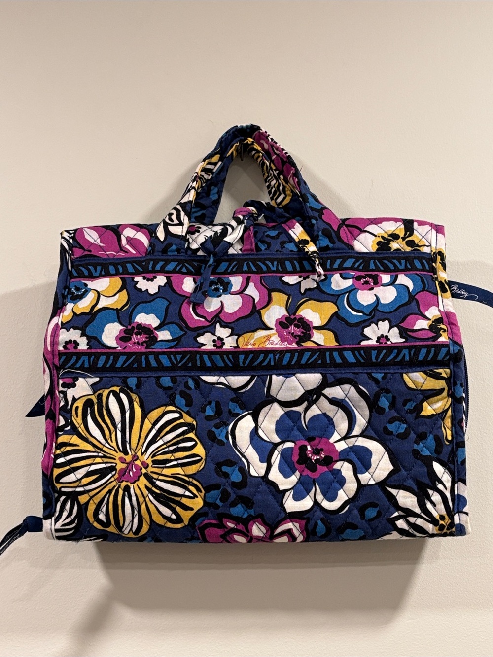Vera Bradley Quilted Floral Hanging Toiletry Travel Bag in African Violet Print